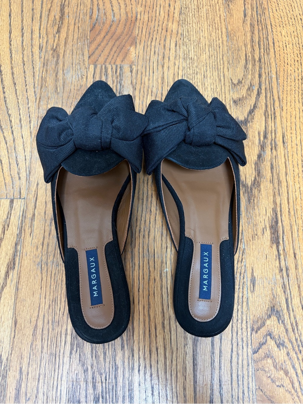 Margaux Black Bow Mule Flats